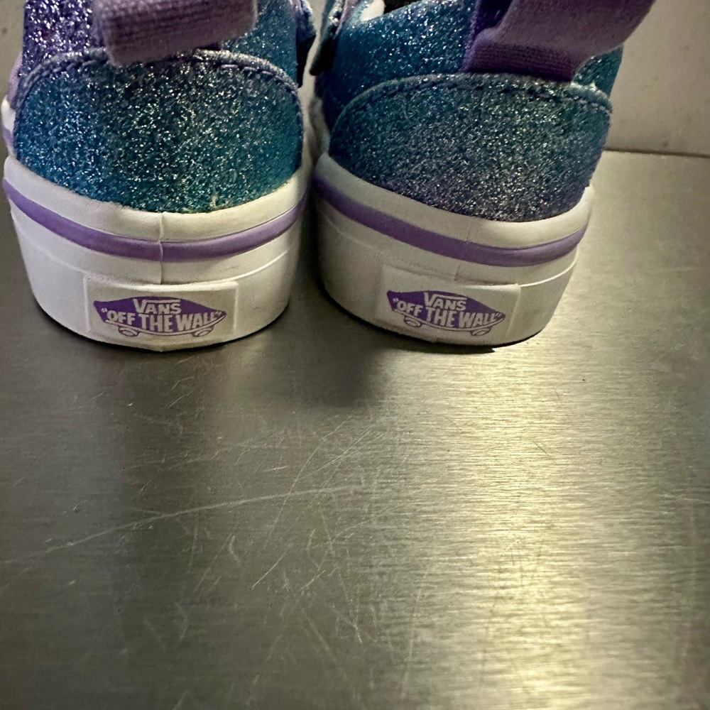 Vans Glittery Blue and Purple Kids Sneakers - Picture 6 of 8